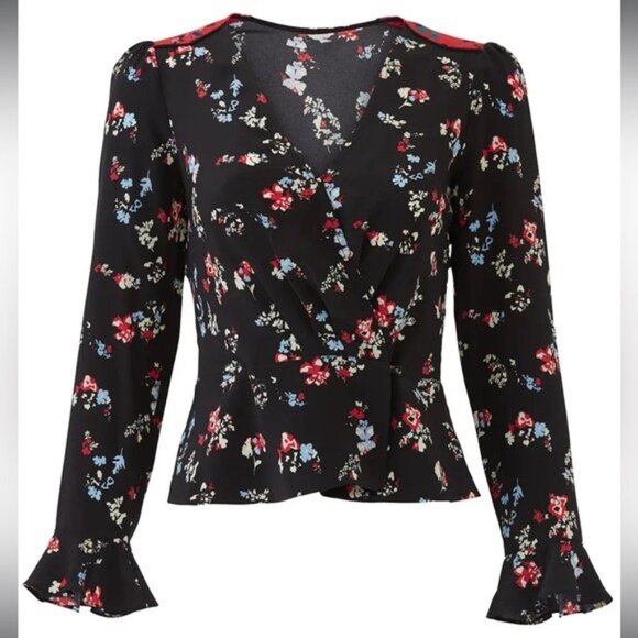 Tanya Taylor Floral Clusters Clio Top in Black - Picture 3 of 11